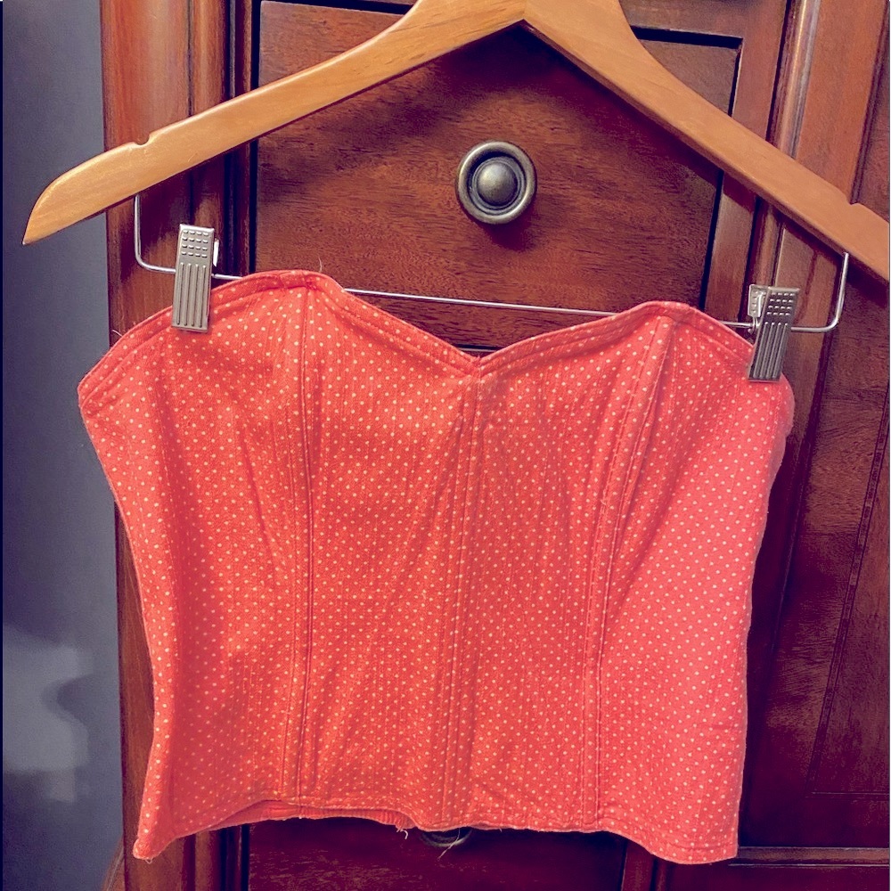 Lucca Couture pink polka dot strapless crop top